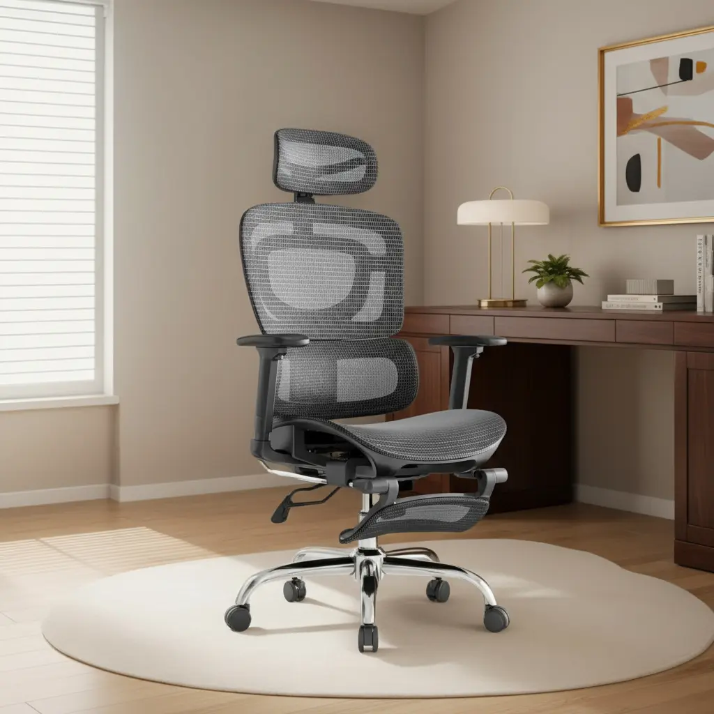 Cadeira De Escritório Ergonômica Mônaco Bt07 Luvinco Malha Respirável Com Suporte Lombar