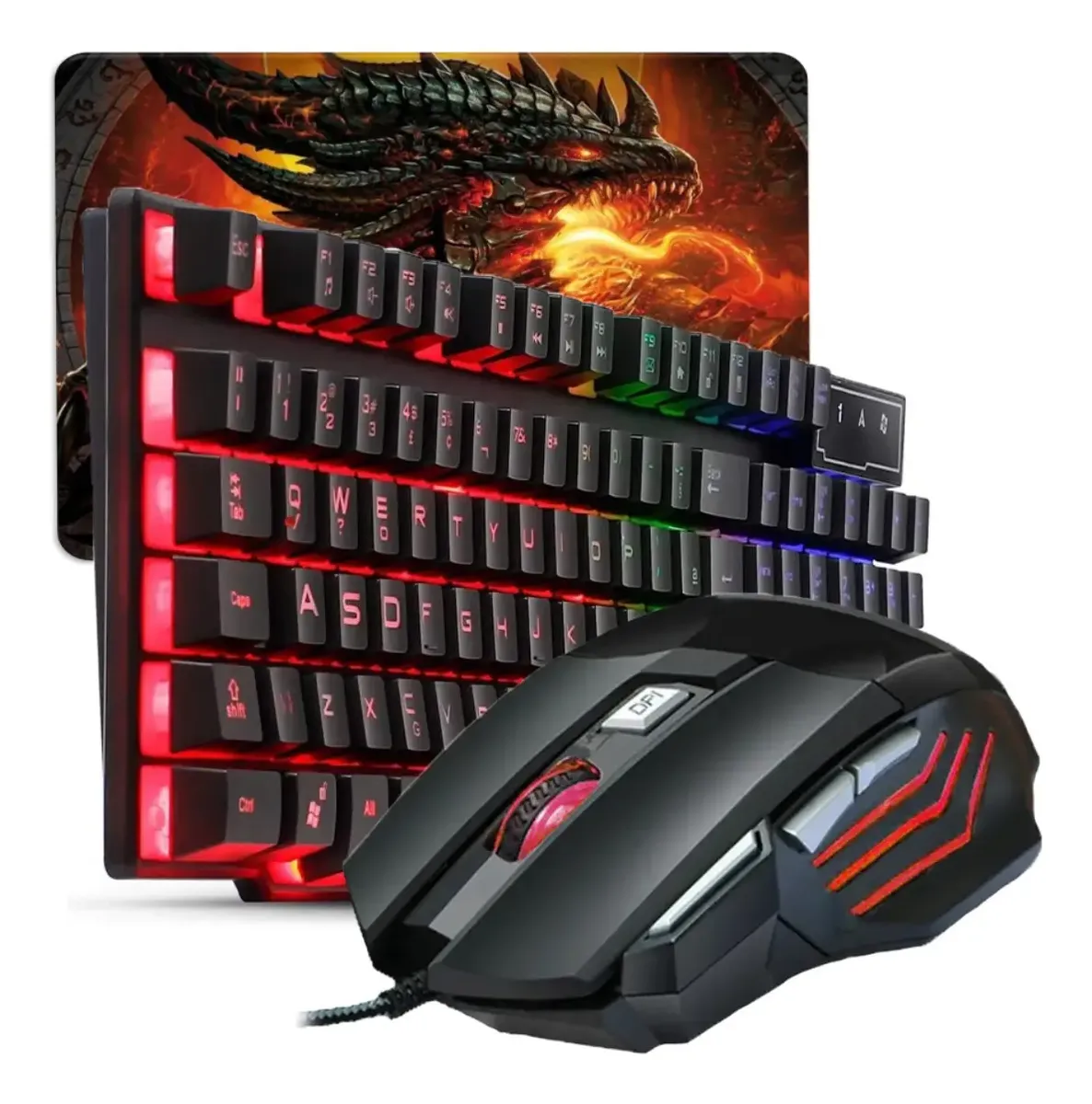 Teclado Semi-Mecânico e Mouse Gamer
