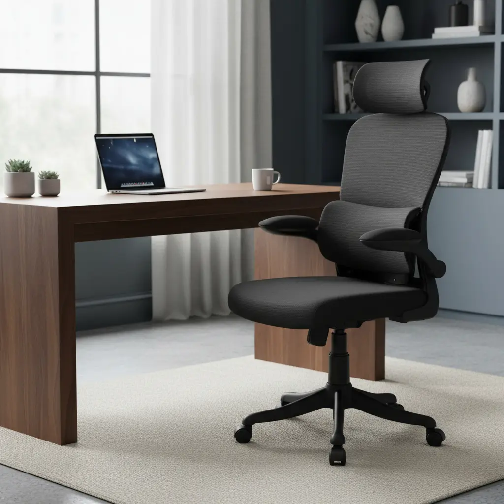 Cadeira Escritorio Ergonmica Genebra B500 Luvinco Cor Preto Com Suporte Lombar Estofado Mesh